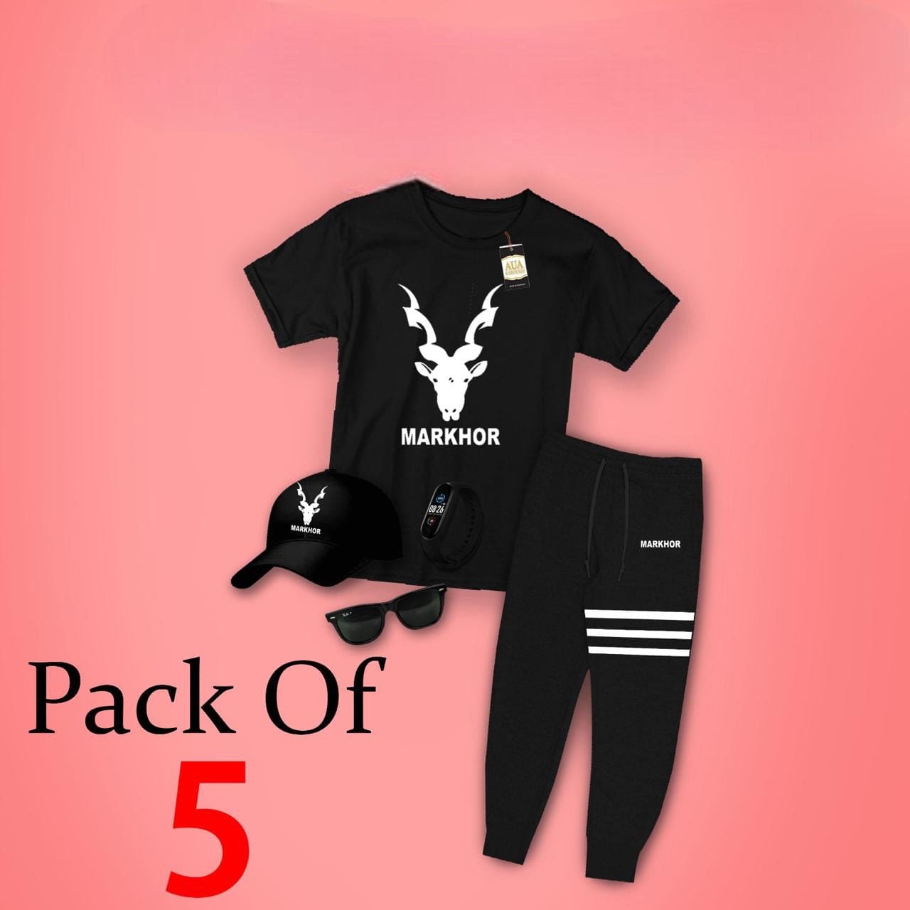 Pack Of 5 Kids Markhor Print Track Suit, Kids Track Suit With Accessories, Kids Printed Clothes Pack Of 5 Kids Markhor Print Track Suit, Kids Track Suit With Accessories, Kids Printed Clothes